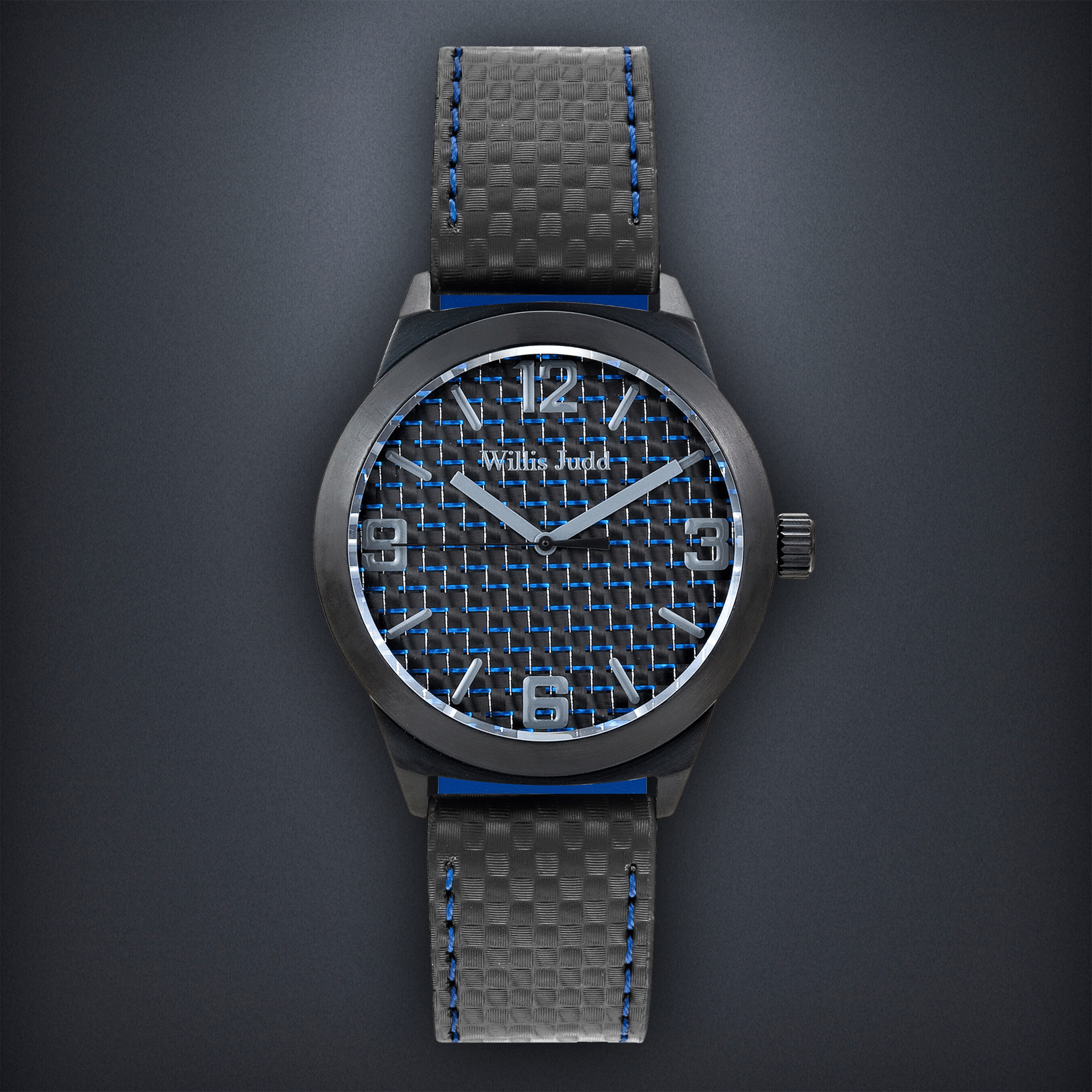 Black PVD with Blue Carbon Fiber