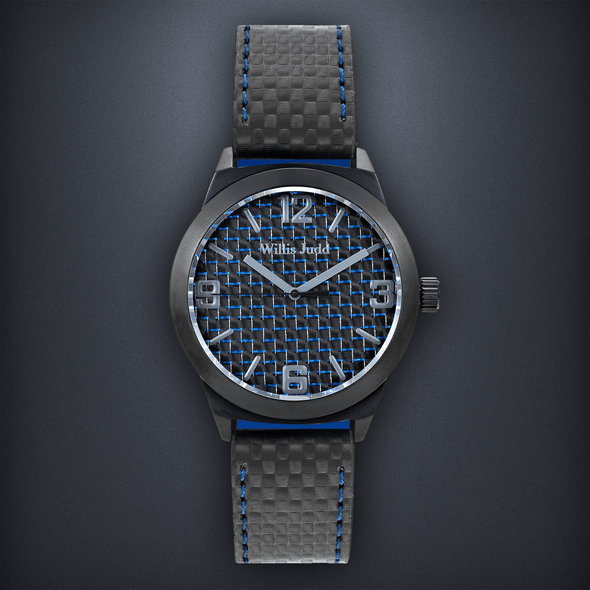 Black PVD with Blue Carbon Fiber