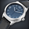 Brushed Stainless Steel with Blue Carbon Fiber