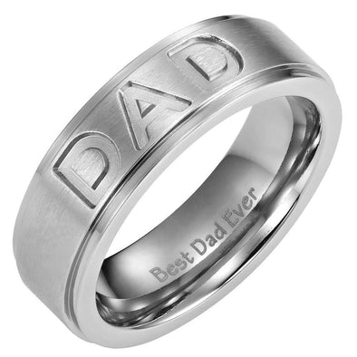 DAD Titanium Ring 7mm Engraved Best Dad Ever