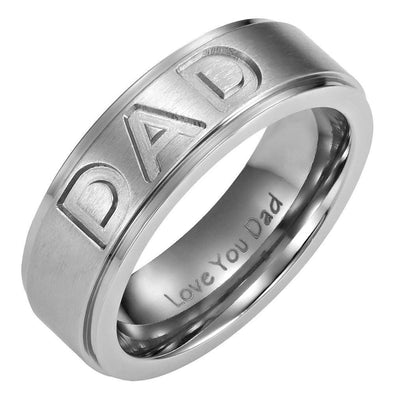 DAD Titanium Ring 7mm Engraved Love You Dad