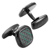 Willis Judd Men's Black Stainless Steel with Green Carbon fibre Cufflinks with Pouch